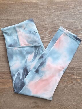 ATHLETA  Elation Printed 7/8 Tight Leggings Marine Minimalistic Grey